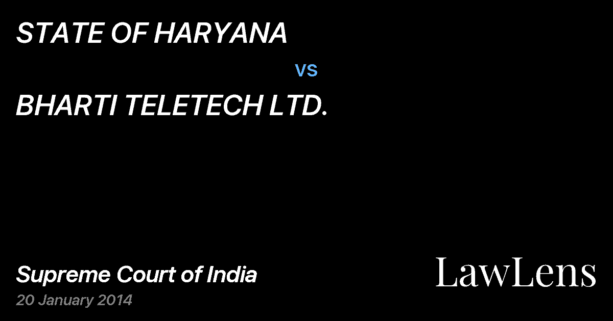 Preview image for STATE OF HARYANA vs. BHARTI TELETECH LTD.