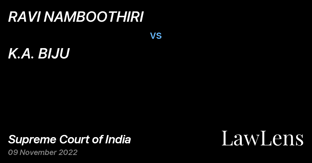 Preview image for RAVI NAMBOOTHIRI vs. K.A. BIJU