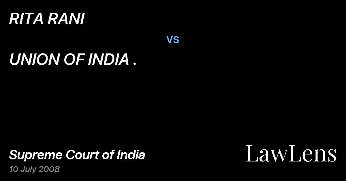Preview image for RITA RANI vs. UNION OF INDIA .