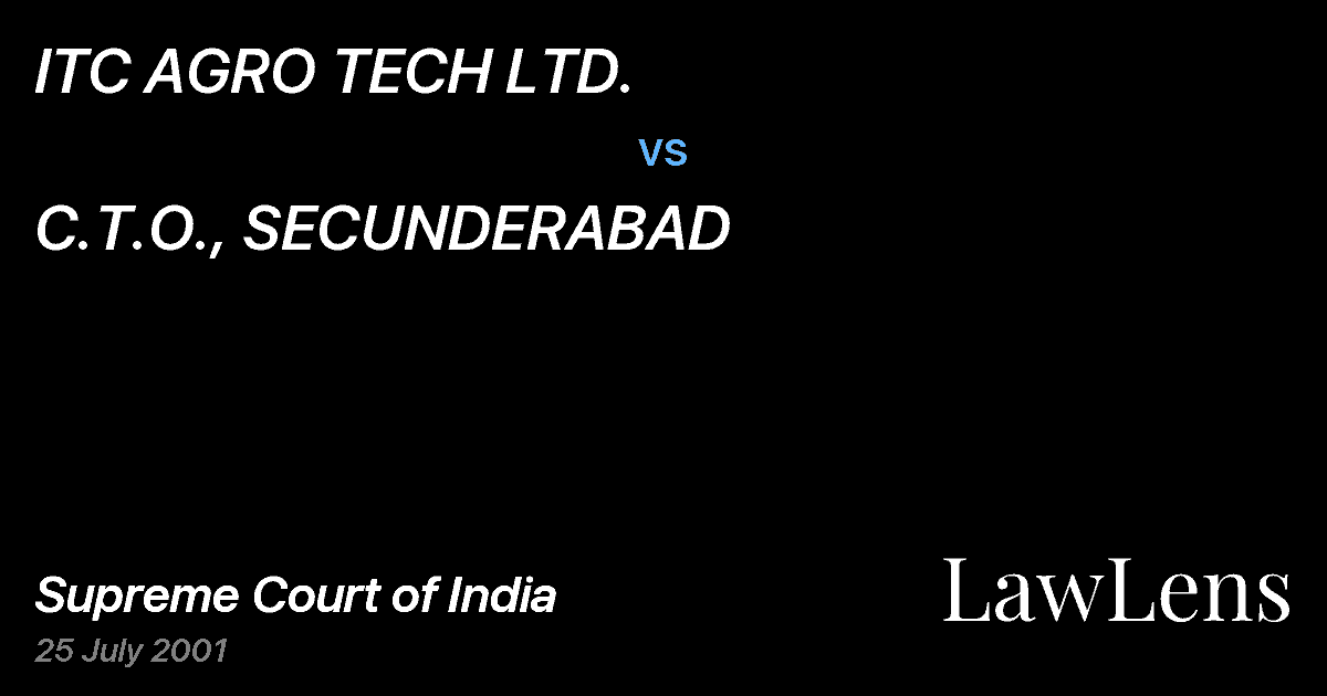 Preview image for ITC AGRO TECH LTD. vs. C.T.O., SECUNDERABAD