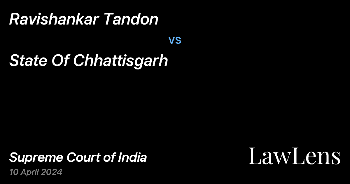 Preview image for Ravishankar Tandon vs. State Of Chhattisgarh