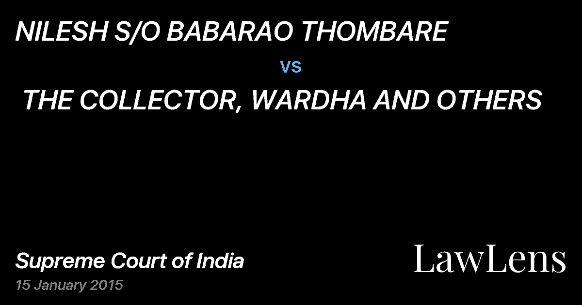 Preview image for NILESH S/O BABARAO THOMBARE  vs.  THE COLLECTOR, WARDHA AND OTHERS