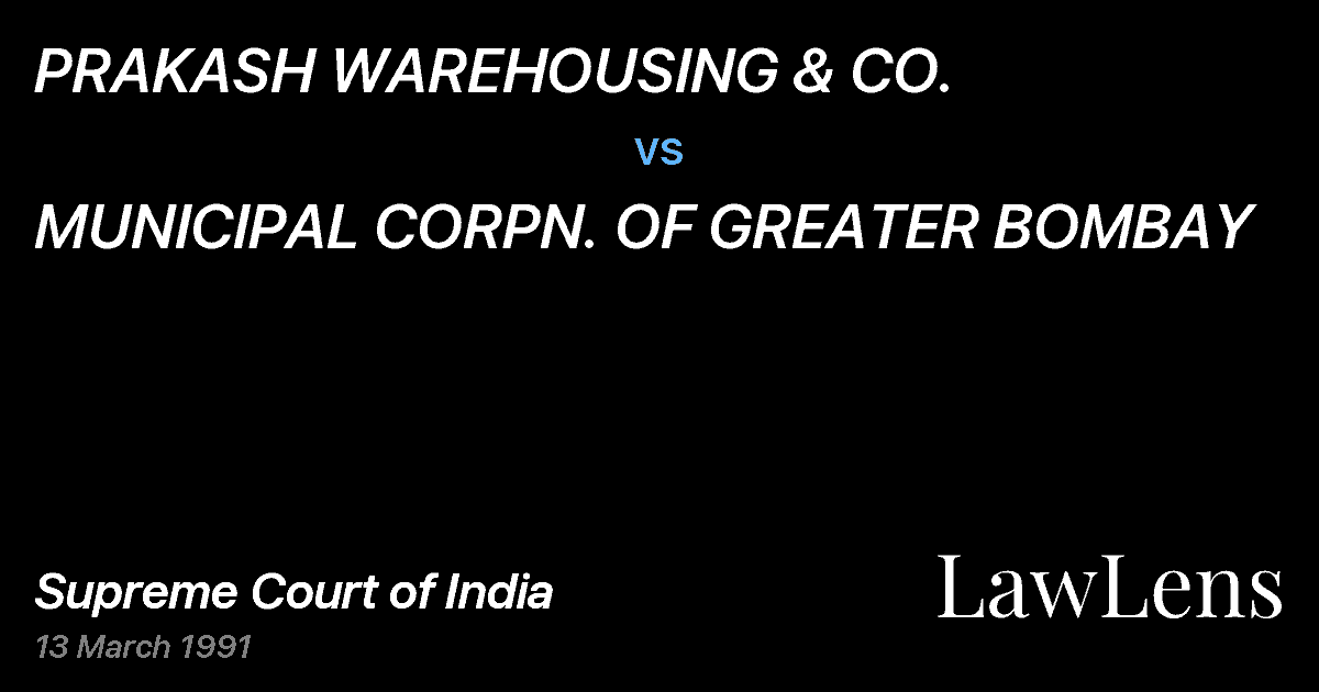 Preview image for PRAKASH WAREHOUSING & CO. vs. MUNICIPAL CORPN. OF GREATER BOMBAY