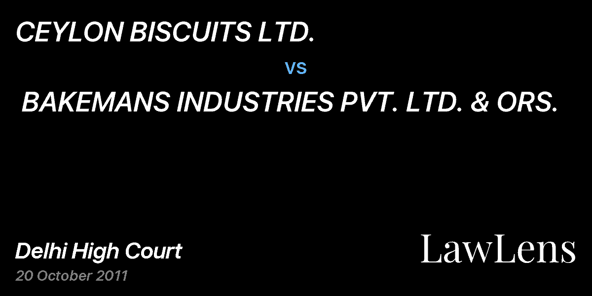 Preview image for CEYLON BISCUITS LTD. vs. BAKEMANS INDUSTRIES PVT. LTD. & ORS.