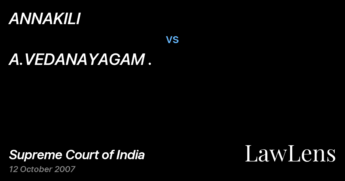 Preview image for ANNAKILI vs. A.VEDANAYAGAM .
