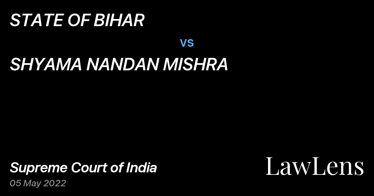Preview image for STATE OF BIHAR vs. SHYAMA NANDAN MISHRA