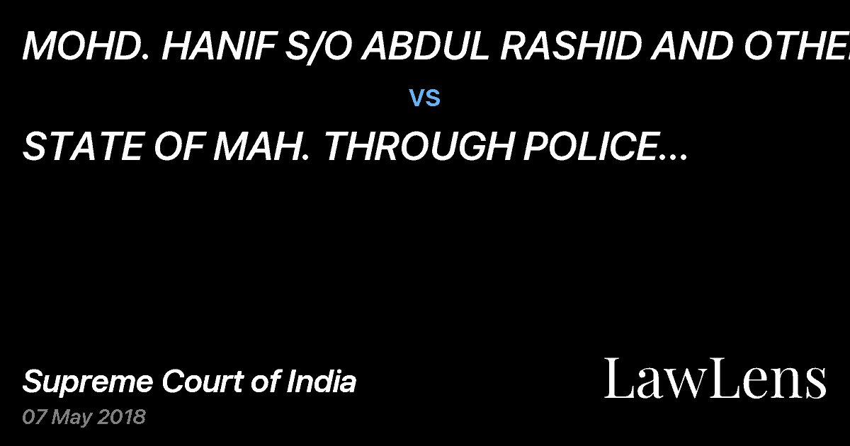 Preview image for MOHD. HANIF S/O ABDUL RASHID AND OTHERS  vs.  STATE OF MAH. THROUGH POLICE STATION OFFICER, P.S. LAKADGANJ, NAGPUR AND ANOTHER