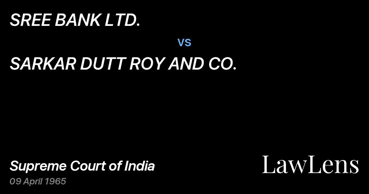 Preview image for SREE BANK LTD. vs. SARKAR DUTT ROY AND CO.