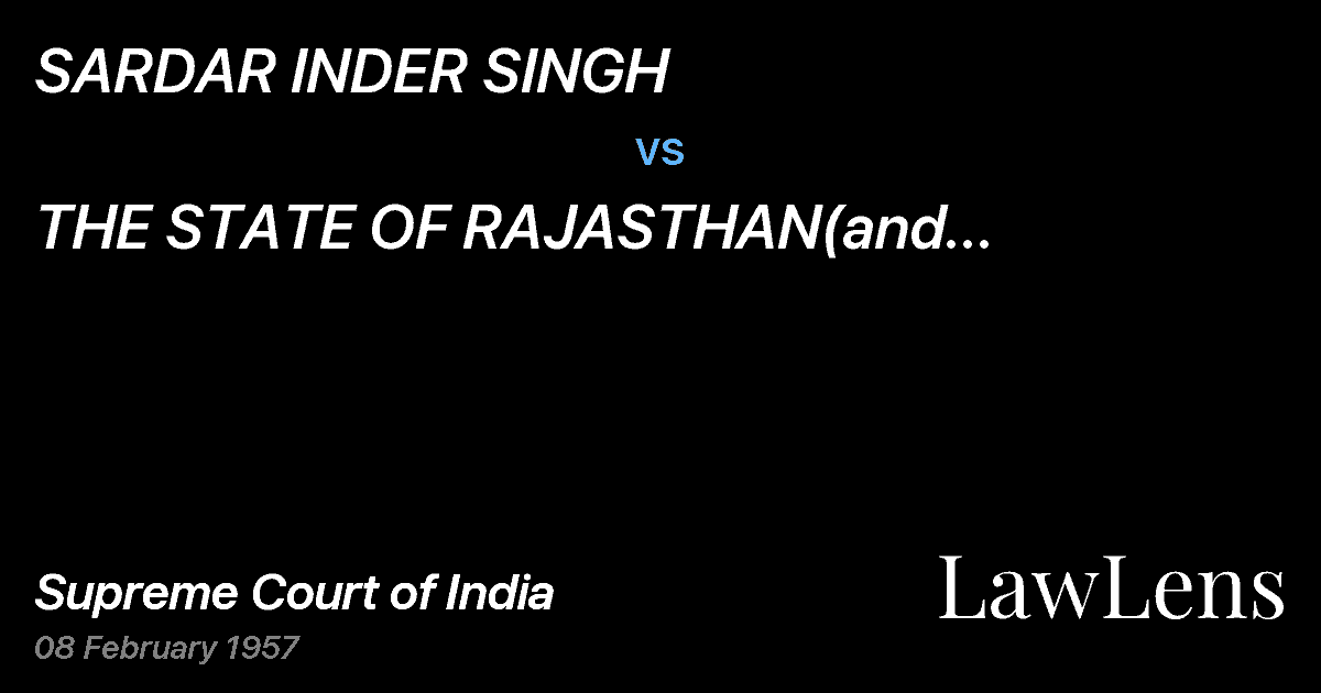 Preview image for SARDAR INDER SINGH vs. THE STATE OF RAJASTHAN(and connected petitions)