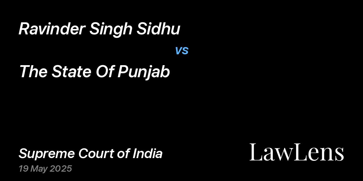Preview image for Ravinder Singh Sidhu vs. The State Of Punjab