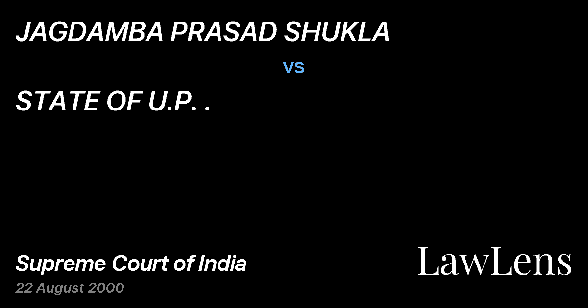 Preview image for JAGDAMBA PRASAD SHUKLA vs. STATE OF U.P. .