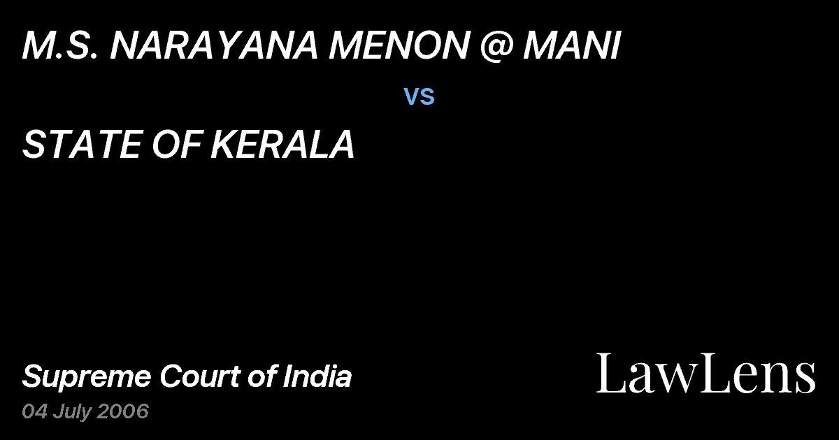 Preview image for M.S. NARAYANA MENON @ MANI vs. STATE OF KERALA