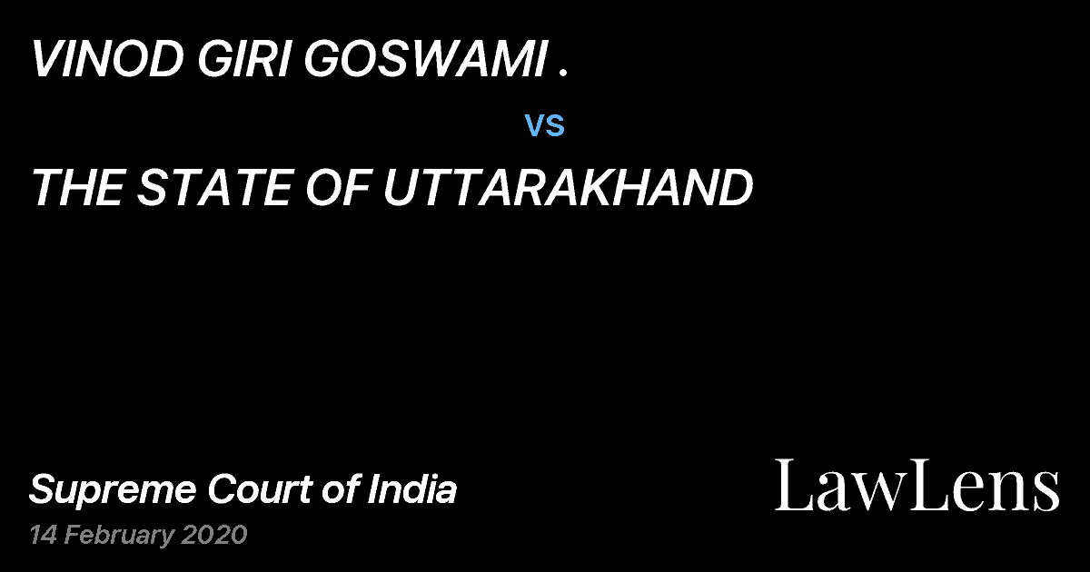 Preview image for VINOD GIRI GOSWAMI . vs. THE STATE OF UTTARAKHAND