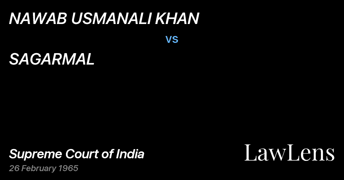 Preview image for NAWAB USMANALI KHAN vs. SAGARMAL