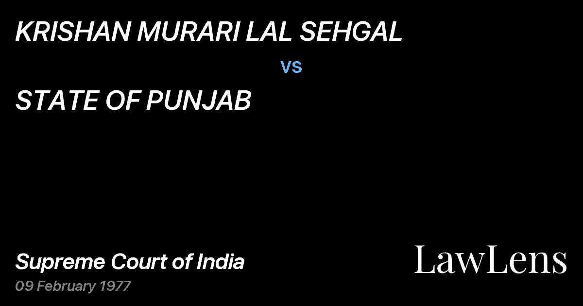Preview image for KRISHAN MURARI LAL SEHGAL vs. STATE OF PUNJAB