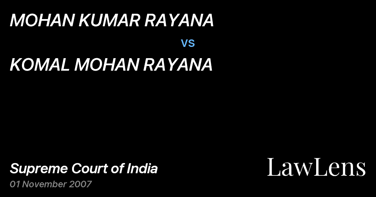 Preview image for MOHAN KUMAR RAYANA vs. KOMAL MOHAN RAYANA