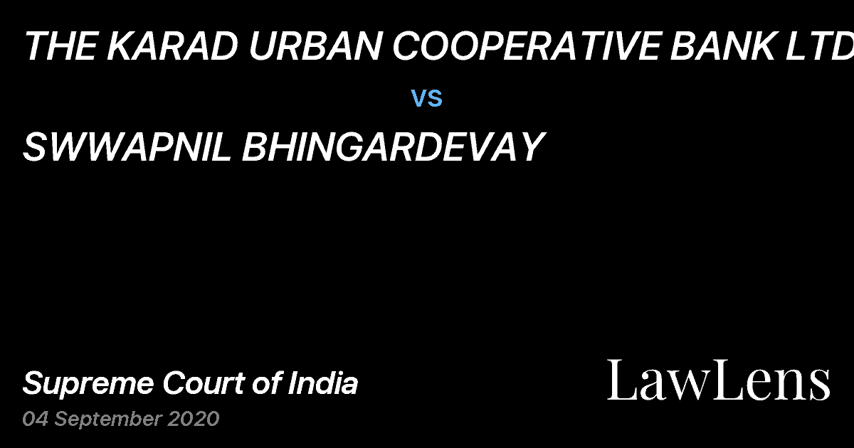 Preview image for THE KARAD URBAN COOPERATIVE BANK LTD vs. SWWAPNIL BHINGARDEVAY