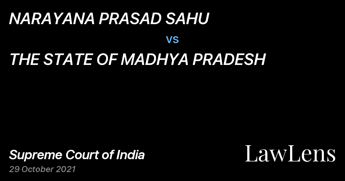 Preview image for NARAYANA PRASAD SAHU vs. THE STATE OF MADHYA PRADESH