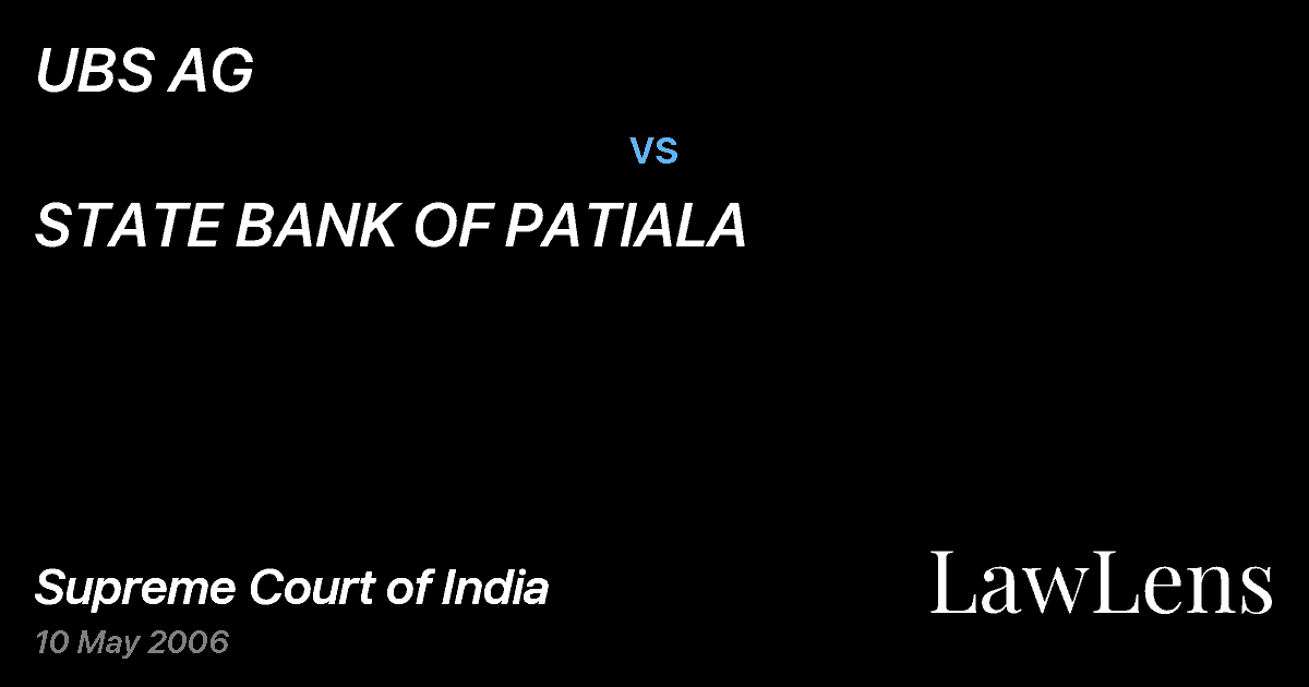 Preview image for UBS AG vs. STATE BANK OF PATIALA