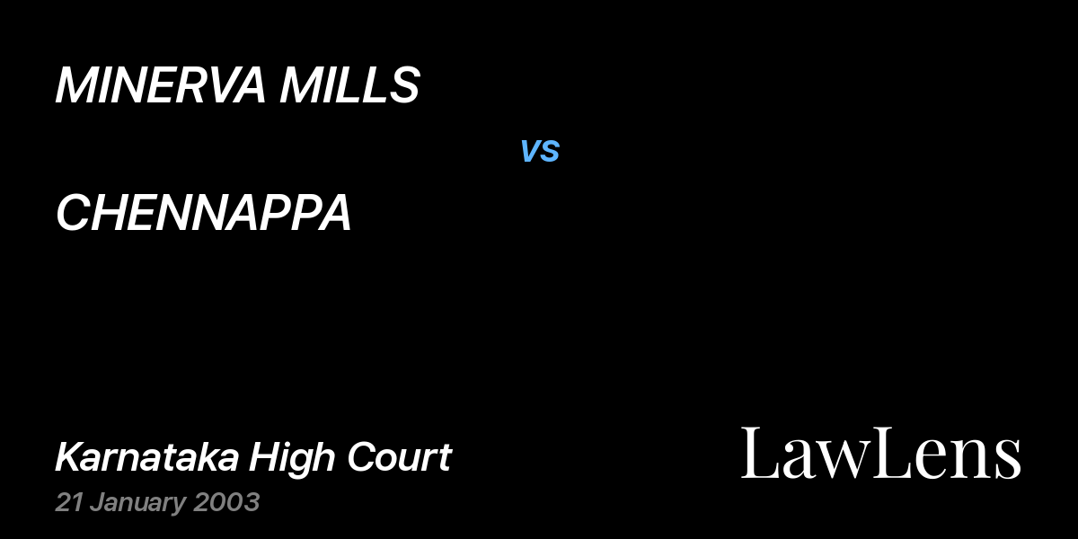 Preview image for MINERVA MILLS vs. CHENNAPPA