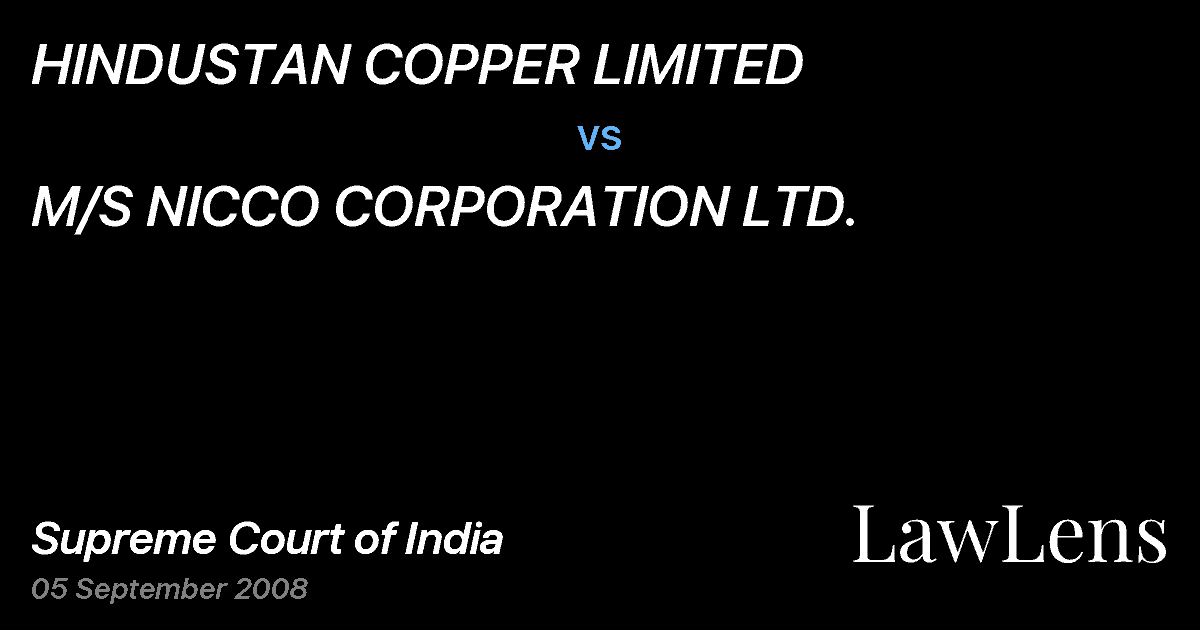Preview image for HINDUSTAN COPPER LIMITED vs. M/S NICCO CORPORATION LTD.