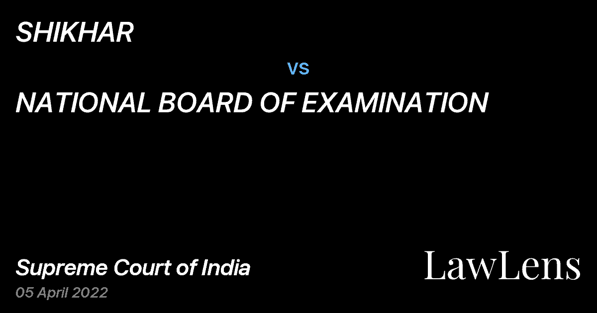 Preview image for SHIKHAR vs. NATIONAL BOARD OF EXAMINATION