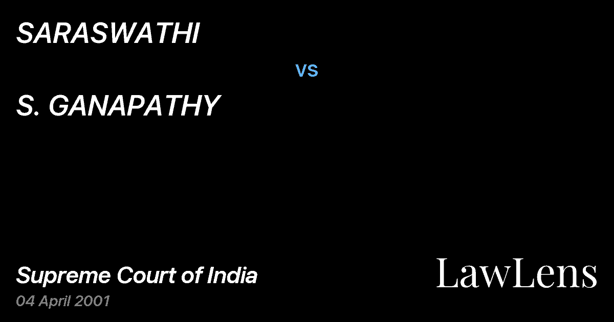 Preview image for SARASWATHI vs. S. GANAPATHY