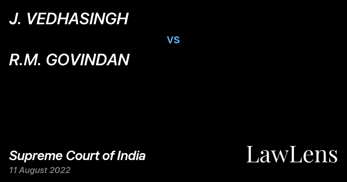 Preview image for J. VEDHASINGH vs. R.M. GOVINDAN