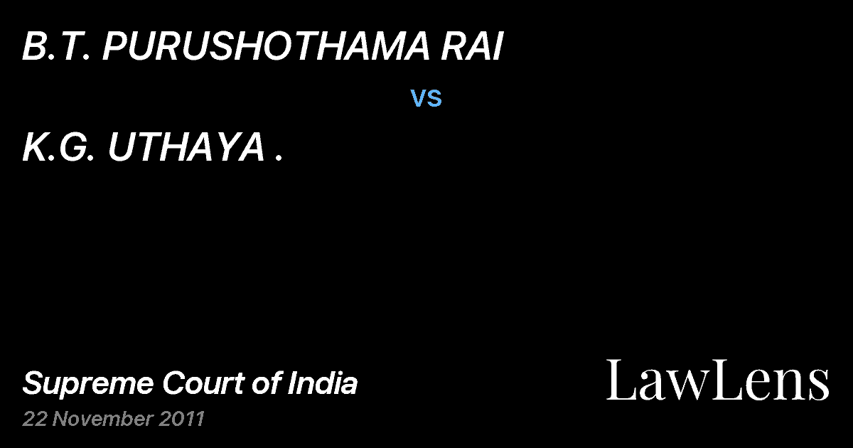 Preview image for B.T. PURUSHOTHAMA RAI vs. K.G. UTHAYA .