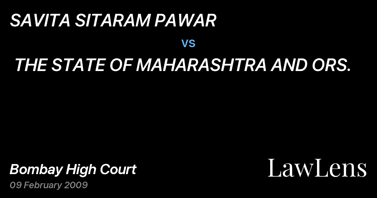 Preview image for SAVITA SITARAM PAWAR vs. THE STATE OF MAHARASHTRA AND ORS.
