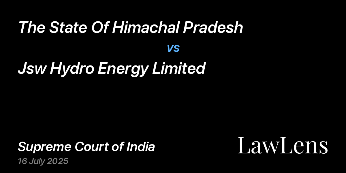 Preview image for The State Of Himachal Pradesh vs. Jsw Hydro Energy Limited