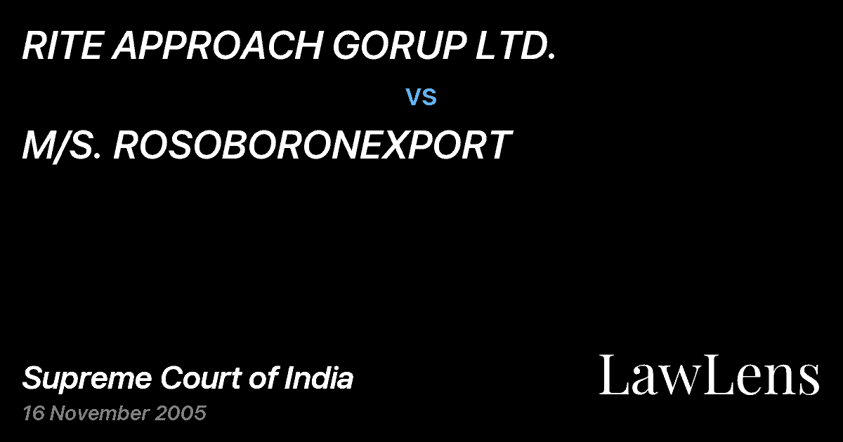 Preview image for RITE APPROACH GORUP LTD. vs. M/S. ROSOBORONEXPORT