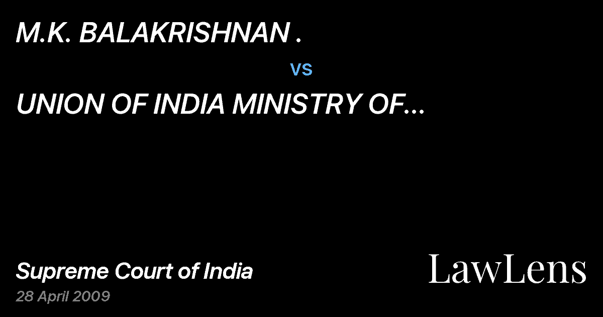 Preview image for M.K. BALAKRISHNAN . vs. UNION OF INDIA MINISTRY OF ENVIRONMENT, FOREST AND CLIMATE CHANGE
