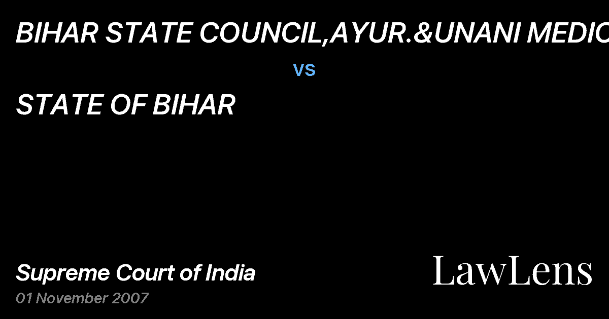 Preview image for BIHAR STATE COUNCIL,AYUR.&UNANI MEDICINE vs. STATE OF BIHAR