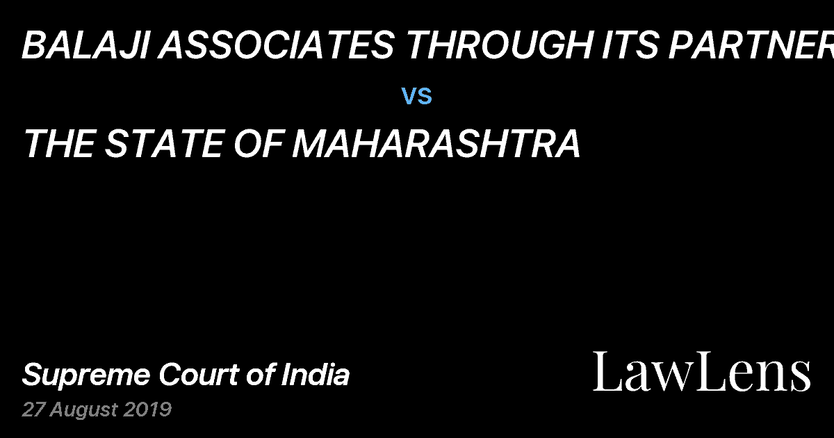 Preview image for BALAJI ASSOCIATES THROUGH ITS PARTNERS vs. THE STATE OF MAHARASHTRA