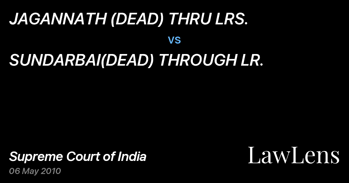 Preview image for JAGANNATH (DEAD) THRU LRS. vs. SUNDARBAI(DEAD) THROUGH LR.
