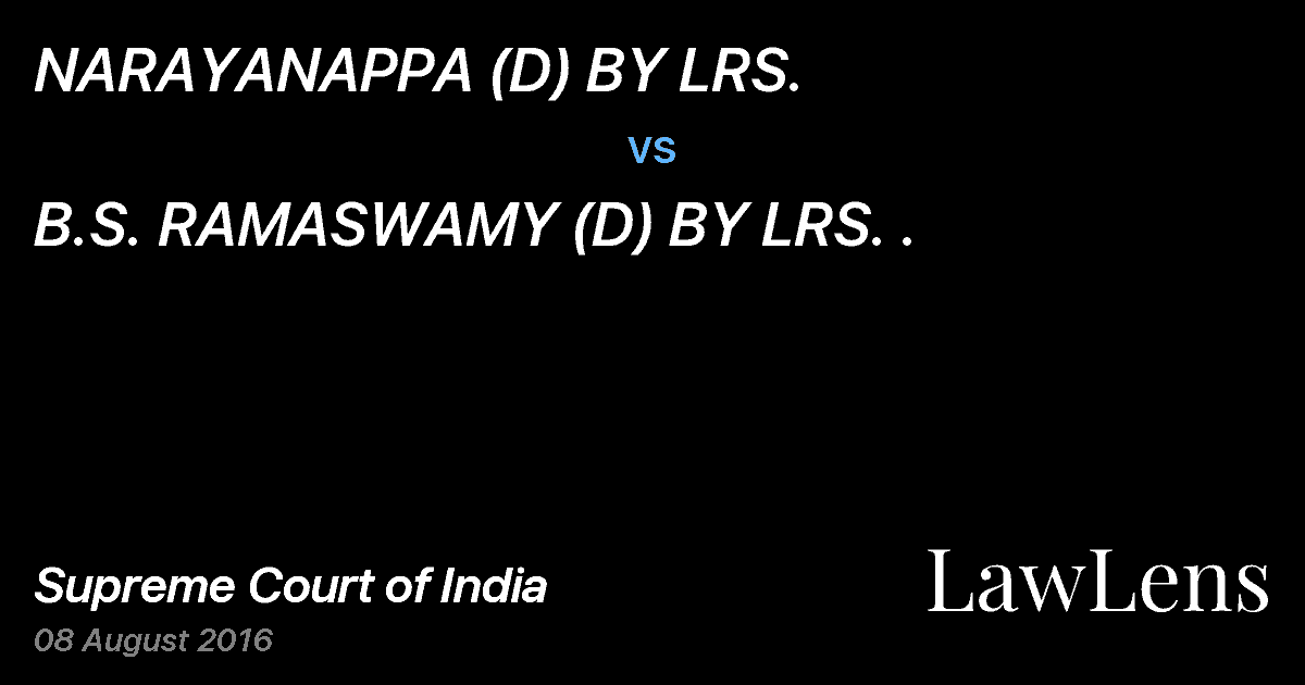 Preview image for NARAYANAPPA (D) BY LRS. vs. B.S. RAMASWAMY (D) BY LRS. .