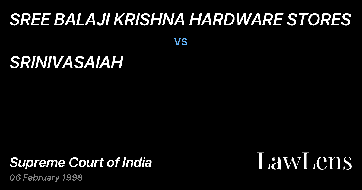Preview image for SREE BALAJI KRISHNA HARDWARE STORES vs. SRINIVASAIAH