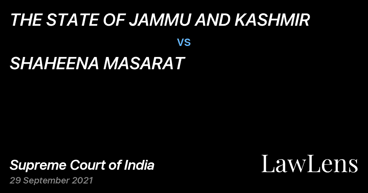 Preview image for THE STATE OF JAMMU AND KASHMIR vs. SHAHEENA MASARAT