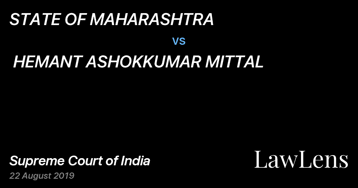 Preview image for STATE OF MAHARASHTRA  vs.  HEMANT ASHOKKUMAR MITTAL
