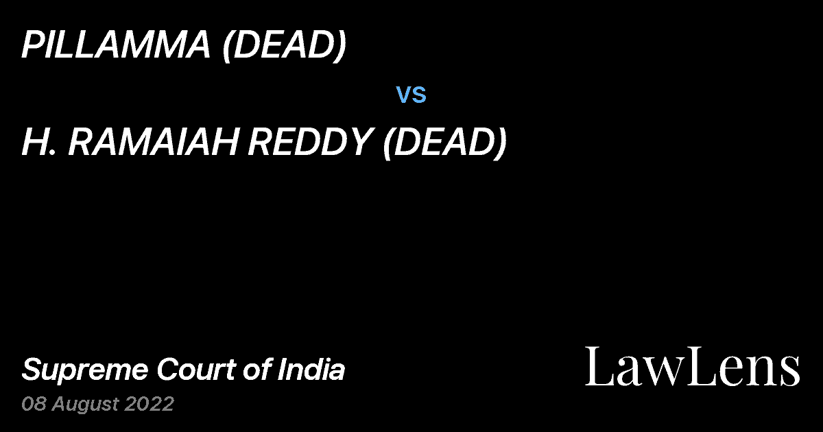 Preview image for PILLAMMA (DEAD) vs. H. RAMAIAH REDDY (DEAD)