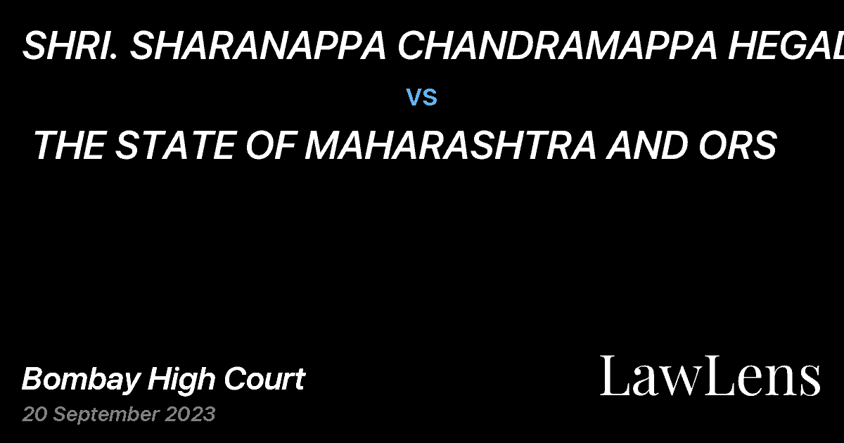 Preview image for SHRI. SHARANAPPA CHANDRAMAPPA HEGADE  vs.  THE STATE OF MAHARASHTRA AND ORS