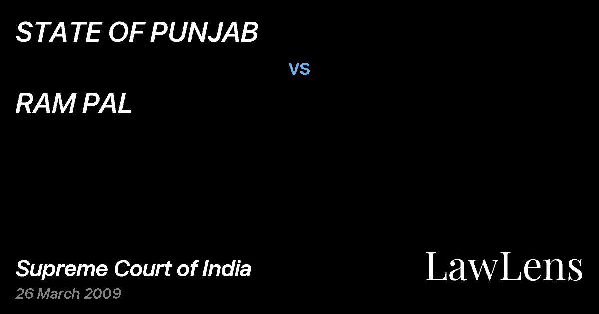 Preview image for STATE OF PUNJAB vs. RAM PAL