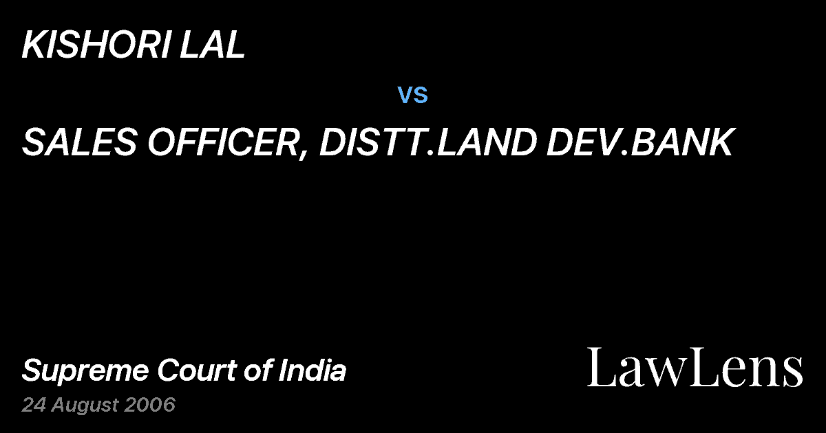 Preview image for KISHORI LAL vs. SALES OFFICER, DISTT.LAND DEV.BANK