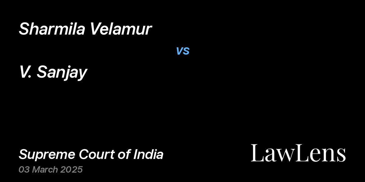 Preview image for Sharmila Velamur vs. V. Sanjay