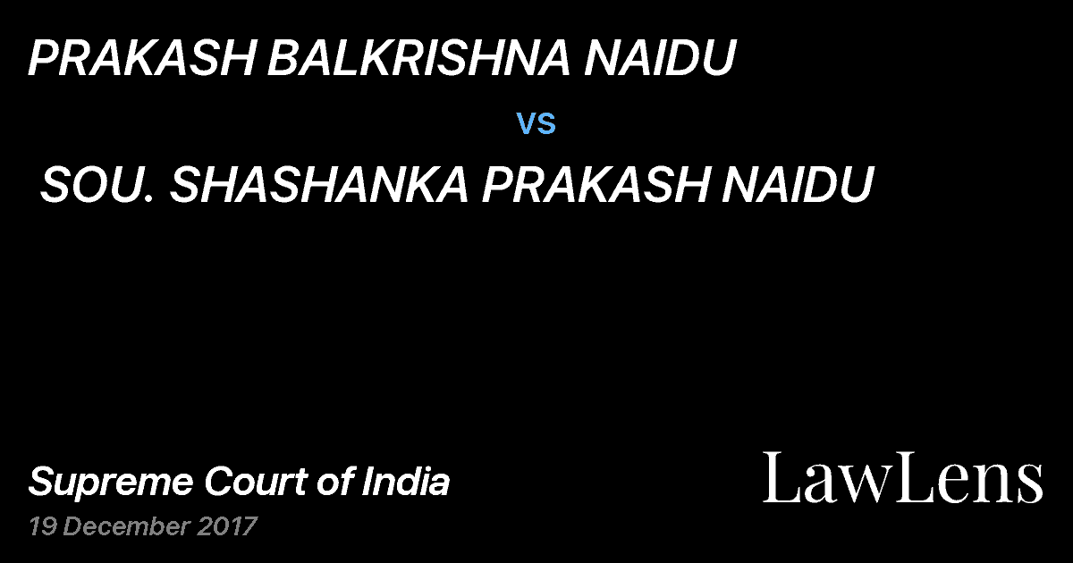 Preview image for PRAKASH BALKRISHNA NAIDU  vs.  SOU. SHASHANKA PRAKASH NAIDU