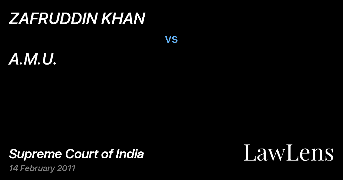 Preview image for ZAFRUDDIN KHAN vs. A.M.U.