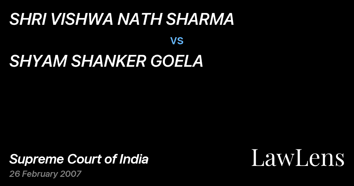 Preview image for SHRI VISHWA NATH SHARMA vs. SHYAM SHANKER GOELA