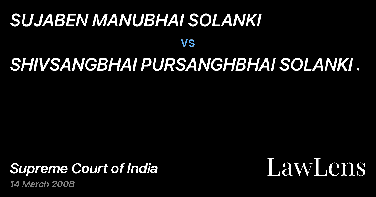 Preview image for SUJABEN MANUBHAI SOLANKI vs. SHIVSANGBHAI PURSANGHBHAI SOLANKI .