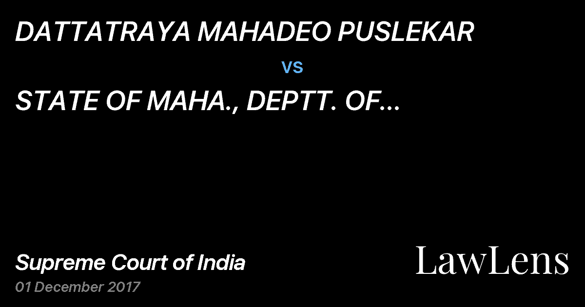 Preview image for DATTATRAYA MAHADEO PUSLEKAR vs. STATE OF MAHA., DEPTT. OF INDUSTRIES, DEVELOPMENT AND LABOUR, THROUGH PRINCIPAL SECTY, AND 2 OTHERS